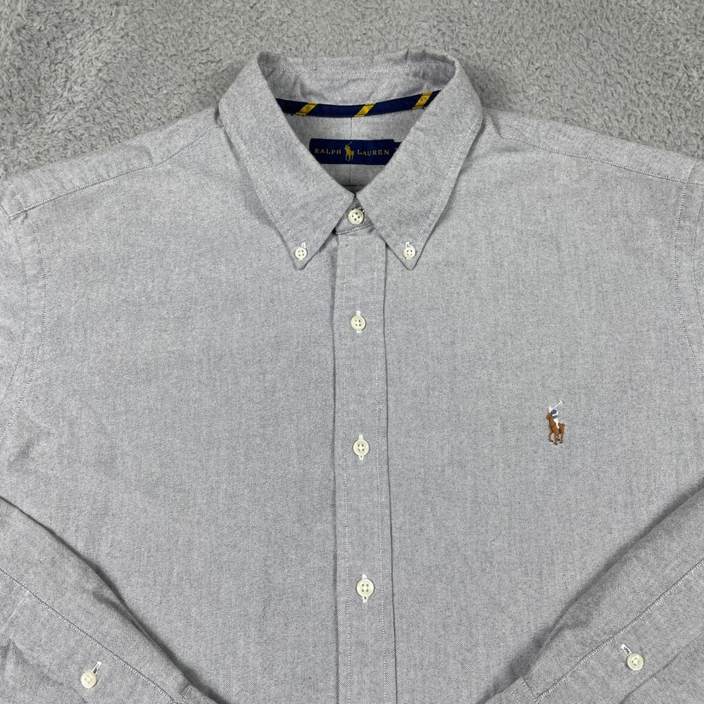 Ralph Lauren Oxford Button Down Shirt Mens XXL Gray Classic Preppy Flesh Pony